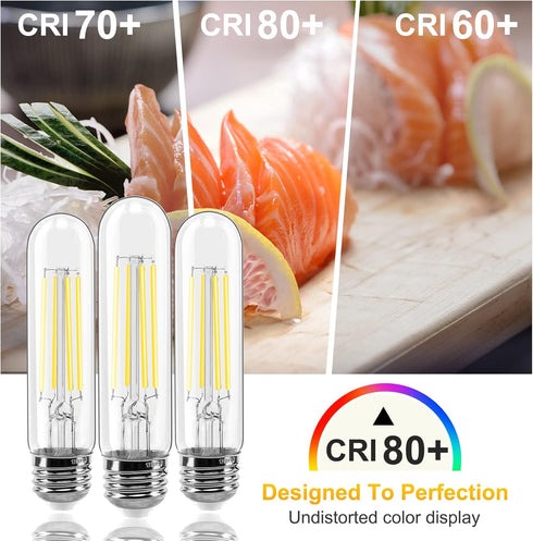 E26 LED Bulb 6W Dimmable, 6 Pack, Daylight 5500K Edison Bulb, 700lm Equal 60 Watt, T10 Tubular for Rustic Lighting