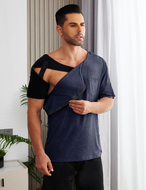 Adaptive Chemo Clothing: Men's Recovery Shirts with Snap Open Sides