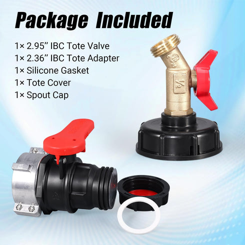 IBC Tote Valve, 2.95" Coarse Thread IBC Tote Adapter, DN50 Heavy Duty Drain Ball Valve Connector
