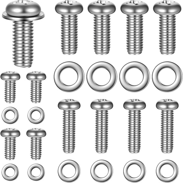 Yuomeaz 24Pcs Universal TV Mounting Screws Kit, Stainless Steel Monitor Mounting Screws, Monitor