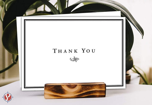 Set 25, 4 5" Thank You Cards For Small Business, Bulk of x Folding Greetings, Ships Flat, Blank Inside + Envelopes