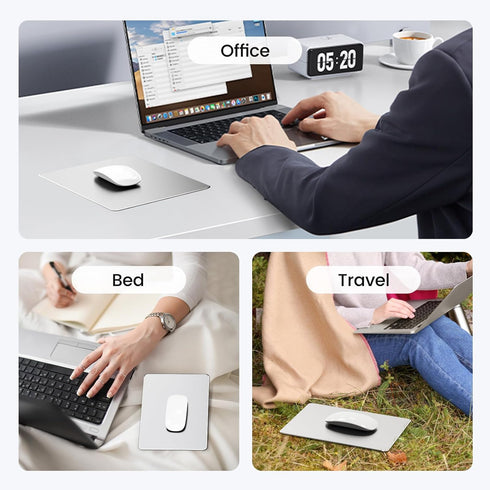 HONKID Hard Metal Mouse Pad for Desk, Aesthetic Rigid Mousepad with Stable Rubber Base