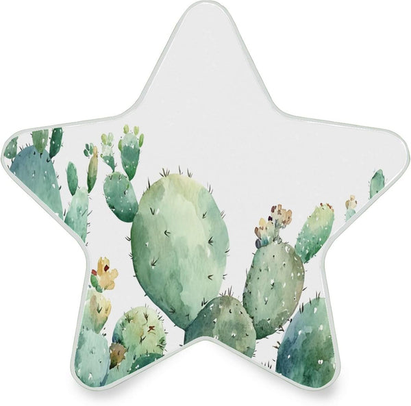 Burbuja Watercolor Cactus LED Night Light Plug into Wall 0.2W Star-Shaped Nightlight Dusk