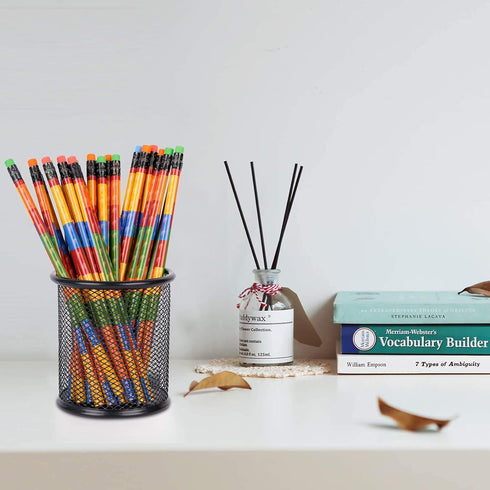 Kolewo4ever 100 Pieces Building Block Wood Pencils - Colorful Round Pencils with Erasers for Kids Birthday Goody Bags
