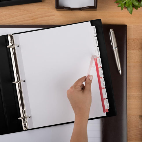 Avery 8-Tab Extra Wide Binder Dividers, White, 1 Set, Easy Print & Apply Clear Label Strip (11439)