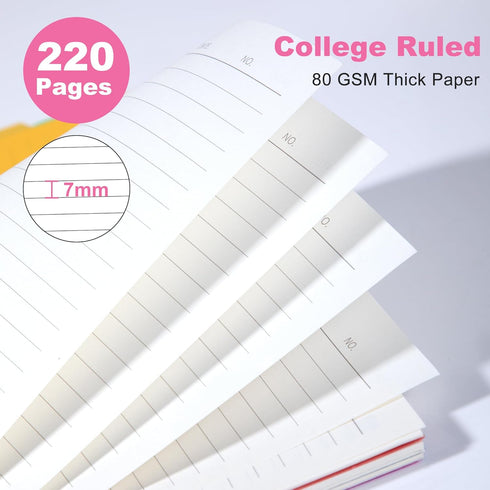 CAGIE 8.5 x 11 Spiral Notebook - 220 Pages Hardcover 5 Subject College Ruled Notebook with Removable Dividers for School