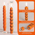 Set 4 Orange Pumpkin Halloween Flameless Taper Candles with Remote, Flickering Spooky LED Wax Candlesticks Battery