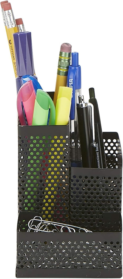 Mind Reader EMPORG2-BLK, Black - 2 Piece Cup, Pen, Pencil, Paperclip Holder, Office Supplies Storage Organizer
