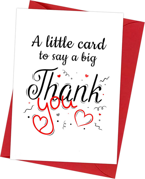 HOMEVAGE 5"x7" Thank You Card with Red Envelope Simple Appreciation & Gratitude Greeting Card Folded Premium Cardstock