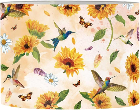 Hummingbird Dreaweet Sunflower Lamp Shades for Floor Lamps,Small Size Hardback Drum Shade for Table Lamp,Bedroom Living