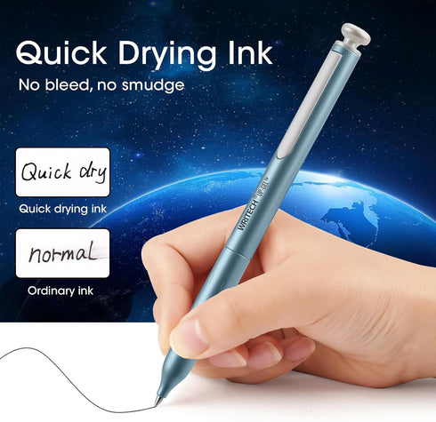 WRITECH Gel Pens Fine Point, Premium Metal Barrel Retractable 0.7mm Black Ink Pen 2ct with 2 Refills for Smooth Writing