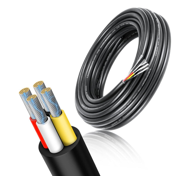 14 Gauge 4 Conductor Wire, 10FT 14/4 Tinned Copper Cable, Stranded Electrical Wires for Speaker, Automotive, Thermostat