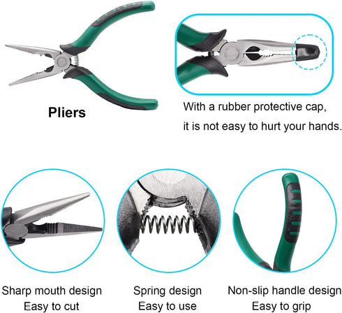 5PCS Upholstery Tools Kit - Dual Head Soft Rubber Mallet, Nail Tack Remover Tool & Pliers for Furniture Craft Projects