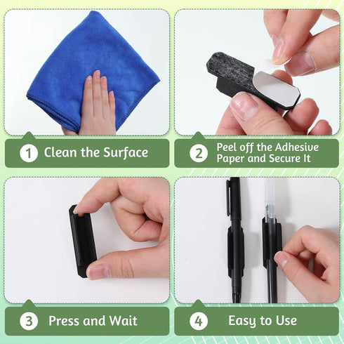 AOZUO 50 Pack Adhesive Pencil Holders for Desk, Silicone Flexible Adhesive Pen Holder for Desk Wall Clipboard, Reusable