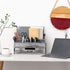 VERGOODR Rustic Wooden Office Desk Organizer, 5 Compartment with 2 Drawers, Grey White Storage Box for Pens Notebooks