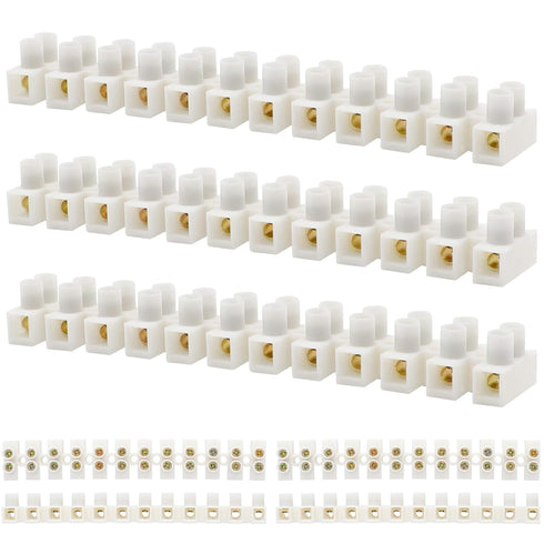 12 Position Dual Row Terminal Block Set, 7 Pieces Electrical Barrier Wire Connector Block, 10A 380V