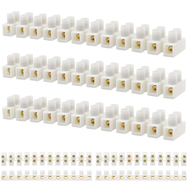 12 Position Dual Row Terminal Block Set, 7 Pieces Electrical Barrier Wire Connector Block, 10A 380V