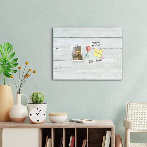 Wooden Planks Print Magnetic Surface Dry Erase Board 30 x 20 inches, Frameless Decorative White Board