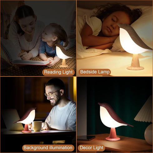 Set 2, Dimmable 3 VoMii Bird Desk Lamp of Small Table Lamp Cordless Touch Night Light with Color Temperature