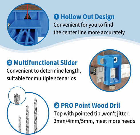 King&Charles Cabinet Hardware Jig, Cabinet Handle Jig with Point Wood Drills for Handles and Pulls on Cabinets