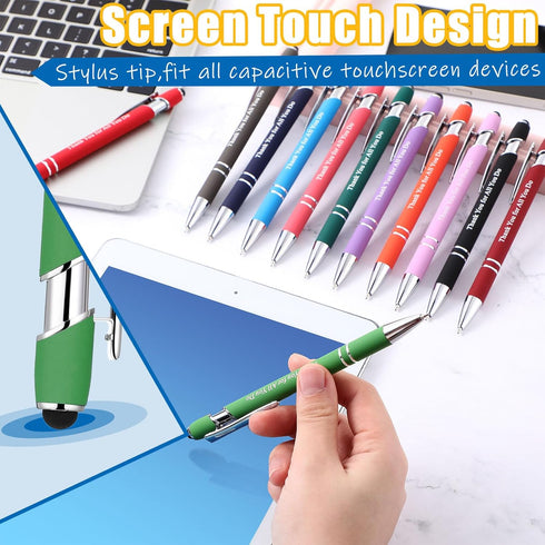 Seajan 60 Pcs Employee Appreciation Gift Pen Bulk Thank You Ballpoint Pen 2 in 1 Stylus for Men Women