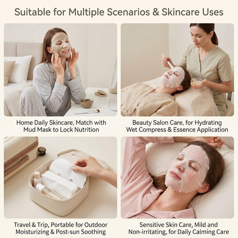 OHEETU 100PCS (11.8 9.8 Inch) White Pre-Cut Gauze Face Masks Soft Net Facial Pads DIY Skin Care for Spa Salon x