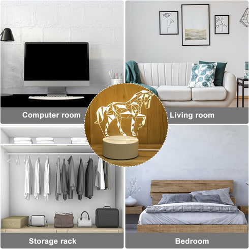 3D Alipis Animal Shape USB Bedside Lamp Portable Decorative Night Light Led Visual Desk Lamp for Bedroom Kids Girls