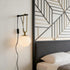 SINFU Bulb Modern Globe Wall Sconce, Plug-in Hanging Light Fixture with Glass Shade, Black and Gold Finish
