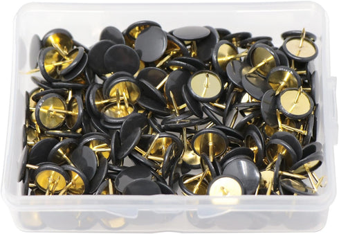 VAPKER 200 PCS Black Plastic Round Head Thumb Tacks