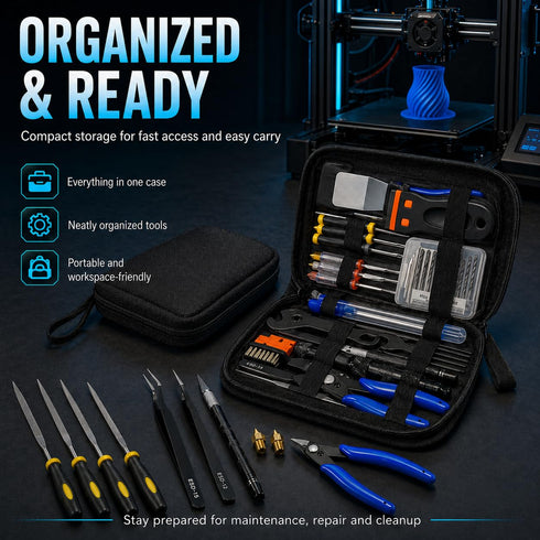 3D 58 99% Nozzle Printer Tool Kit Accessories - Pcs Solve Print Failures Clean Maint - with Scraper Brush Pliers