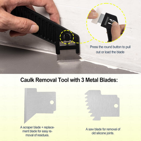 Caulk Application Tool Kit, 9 Pcs Sealant Finishing Tool Set, Silicone Profiling Kit for Tile, Siding, Window Caulking