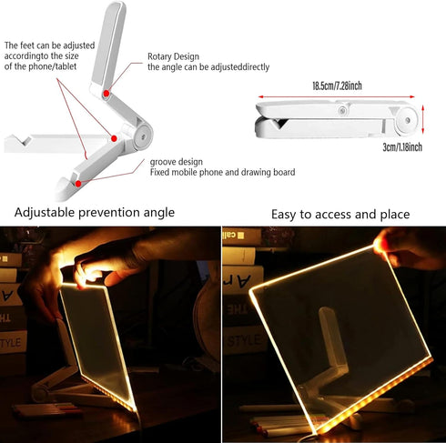 LED Note Board with Colors - Acrylic Dry Erase Board with Light, Glowing Message Marker Board for Kids with Stand