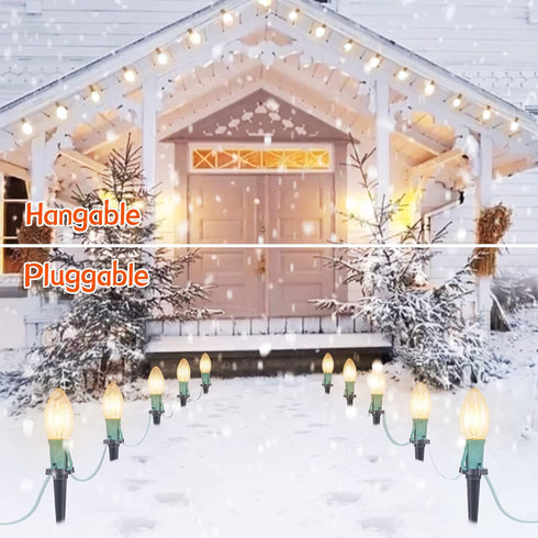 25.7 C9 20 20 Commercial Brightown Christmas Pathway String Lights Outdoor - Ft. Clear Lights with Stakes Connectable