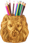 Lion Pencil Holder - Golden Desk Organizer for Office Supplies