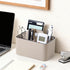 Caddy Organizer with Handle, PU Leather Remote Control Holder Desk Caddy, Portable Makeup Remote Organizer for Table