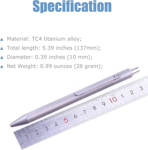 Ballpoint Pen | Titanium Alloy with Clip for Business Office Daily Use