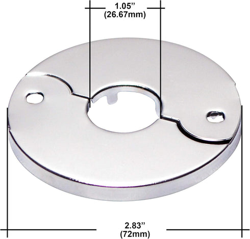 Floor and Ceiling Plate Cover Split Flange Replacement Kit, Fits 3/4 Inch IPS Galvanized or 1 Inch Copper Pipe, Chrome