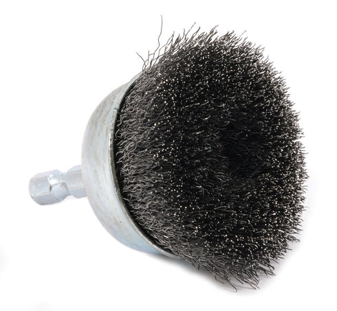 Wire Cup Brush, Fine Crimped with 1/4-Inch Hex Shank, 2-Inch-by-.008-Inch by Forney 72730