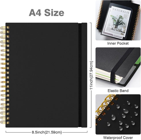 Spiral Notebook, 8.5" x 11", 5 Subject College Ruled with Removable Dividers, 300 Pages for Work School