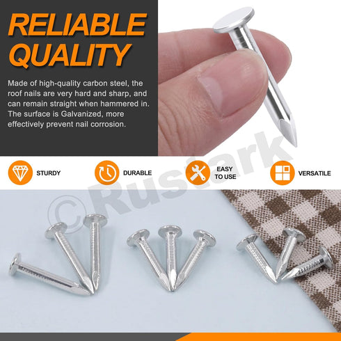 400Pcs Galvanized Roofing Felt Nails, 3 Sizes for Roof Repair, Asphalt Nails, Slating Nails, Cement Siding Nails