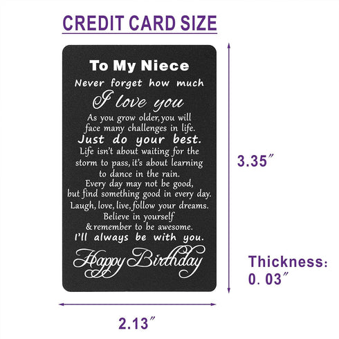 TANWIH Happy Birthday Niece Card, Inspirational Engraved Greeting Card for Niece