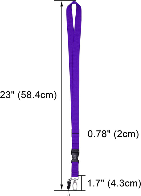Wisdompro Office Lanyard, 5pcs 23 inch Polyester Neck Strap with Detachable Buckle for Phones, Purple