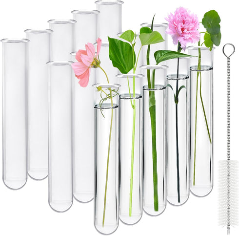 15 Pcs Clear Test Tubes for Plant Propagation - Borosilicate Glass Tubes for Hydroponic Flowers, 30 ml