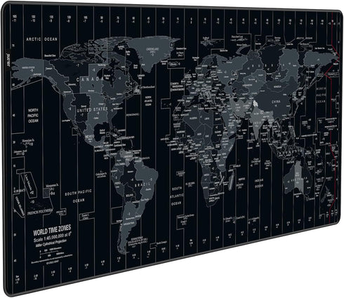 JIALONG Large Gaming Mouse Pad - Extended Desk Mat with Personalized Design, 35.4 x 15.7 inches, Black World Map