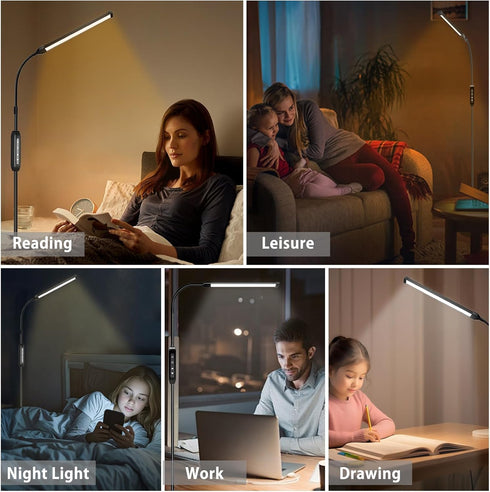 Qumusaa 15W 3000K-6000K Dimmer, 360 LED Floor Lamp with Stepless Adjustable Colors and LEDs Lash Lamp Tattoo Light