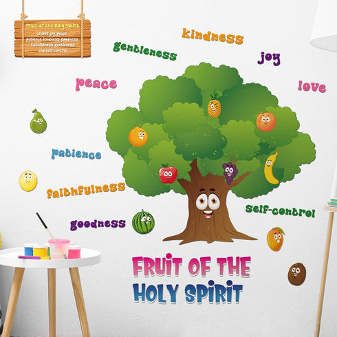 Classroom Tree Bulletin Board Set, Tree Cutouts for Elementary School Teacher Chalkboard Supplies (Fruit Style)