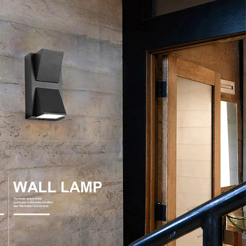 Tyenaza Wall Lamp, Outdoor Wall Light Plastic Housings Dual Head Exterior Wall Lamp with Up and Down Sconces for Porch