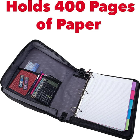 Case-it Universal Zipper Binder, 2 Inch O-Rings, Padded Pocket for 13 Inch Laptop/Tablet, Fire Engine Red LT-007
