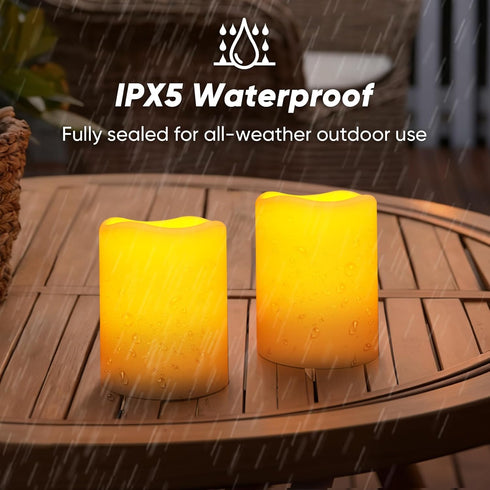3"x4", Set 2 Homemory Solar Candles Outdoor Waterproof, Rechargeable Candles, Solar Powered Flameless Candles