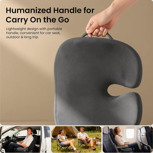 Tailbone ZZ-WELL Seat Cushions for Office Chairs, Car Seat - Patented Coccyx Cushion for Pain - Memory Foam Butt